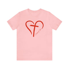 Heart and Cross Unisex Jersey Short Sleeve Tee