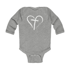 Heart and Cross Infant Long Sleeve Bodysuit