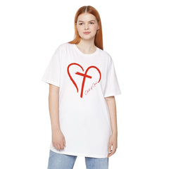 Heart and Cross Unisex Long Body Urban Tee