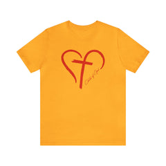 Heart and Cross Unisex Jersey Short Sleeve Tee