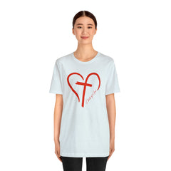 Heart and Cross Unisex Jersey Short Sleeve Tee