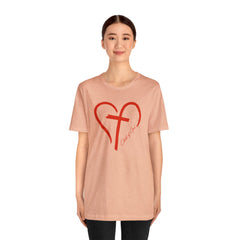 Heart and Cross Unisex Jersey Short Sleeve Tee