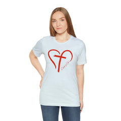 Heart and Cross Unisex Jersey Short Sleeve Tee