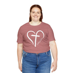 Heart and Cross Unisex Jersey Short Sleeve Tee