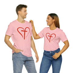 Heart and Cross Unisex Jersey Short Sleeve Tee