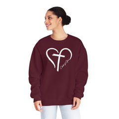 Heart and Cross Unisex NuBlend® Crewneck Sweatshirt