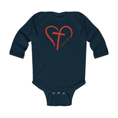 Heart and Cross Infant Long Sleeve Bodysuit