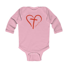 Heart and Cross Infant Long Sleeve Bodysuit
