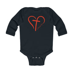 Heart and Cross Infant Long Sleeve Bodysuit