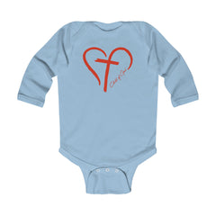 Heart and Cross Infant Long Sleeve Bodysuit