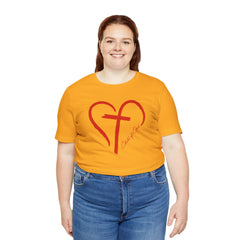Heart and Cross Unisex Jersey Short Sleeve Tee