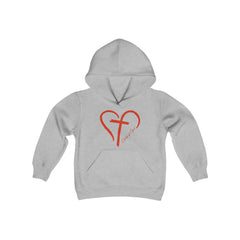Heart and Cross Youth Heavy Blend Hooded Sweatshirt