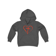 Heart and Cross Youth Heavy Blend Hooded Sweatshirt