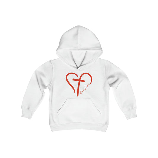Heart and Cross Youth Heavy Blend Hooded Sweatshirt