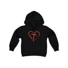 Heart and Cross Youth Heavy Blend Hooded Sweatshirt