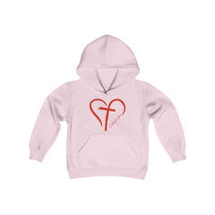 Heart and Cross Youth Heavy Blend Hooded Sweatshirt