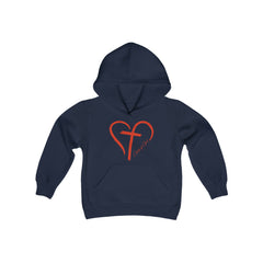 Heart and Cross Youth Heavy Blend Hooded Sweatshirt