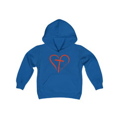 Heart and Cross Youth Heavy Blend Hooded Sweatshirt