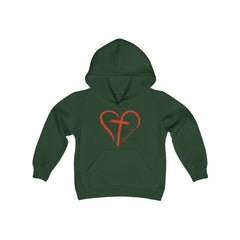 Heart and Cross Youth Heavy Blend Hooded Sweatshirt