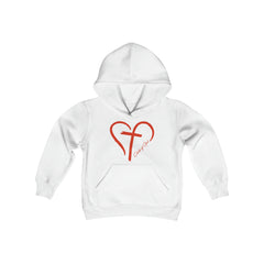 Heart and Cross Youth Heavy Blend Hooded Sweatshirt