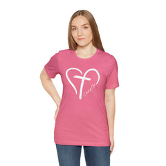 Heart and Cross Unisex Jersey Short Sleeve Tee