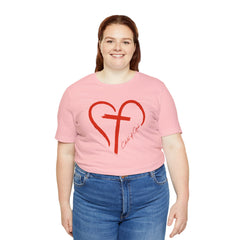 Heart and Cross Unisex Jersey Short Sleeve Tee