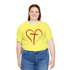 Heart and Cross Unisex Jersey Short Sleeve Tee