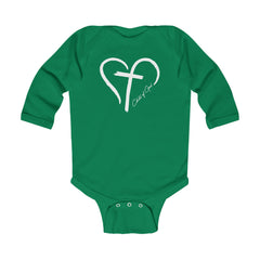 Heart and Cross Infant Long Sleeve Bodysuit