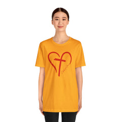 Heart and Cross Unisex Jersey Short Sleeve Tee