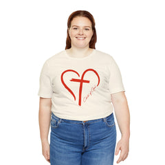 Heart and Cross Unisex Jersey Short Sleeve Tee