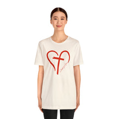 Heart and Cross Unisex Jersey Short Sleeve Tee