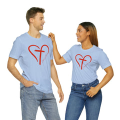 Heart and Cross Unisex Jersey Short Sleeve Tee