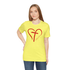 Heart and Cross Unisex Jersey Short Sleeve Tee