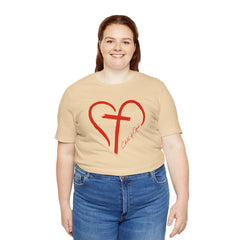 Heart and Cross Unisex Jersey Short Sleeve Tee