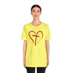 Heart and Cross Unisex Jersey Short Sleeve Tee