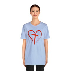 Heart and Cross Unisex Jersey Short Sleeve Tee