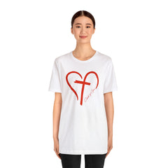 Heart and Cross Unisex Jersey Short Sleeve Tee