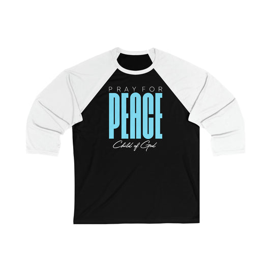 Pray for Peace Men's 3/4 Sleeve Baseball Tee