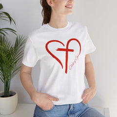 Heart and Cross Unisex Jersey Short Sleeve Tee