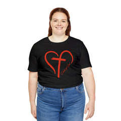 Heart and Cross Unisex Jersey Short Sleeve Tee