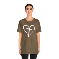 Heart and Cross Unisex Jersey Short Sleeve Tee