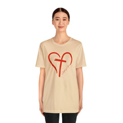 Heart and Cross Unisex Jersey Short Sleeve Tee