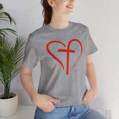 Heart and Cross Unisex Jersey Short Sleeve Tee