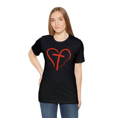 Heart and Cross Unisex Jersey Short Sleeve Tee