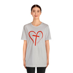 Heart and Cross Unisex Jersey Short Sleeve Tee