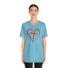 Heart and Cross Unisex Jersey Short Sleeve Tee