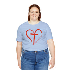Heart and Cross Unisex Jersey Short Sleeve Tee