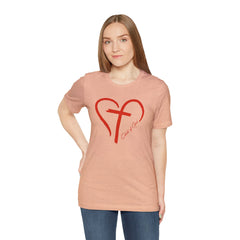 Heart and Cross Unisex Jersey Short Sleeve Tee