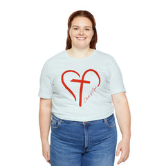 Heart and Cross Unisex Jersey Short Sleeve Tee