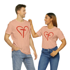Heart and Cross Unisex Jersey Short Sleeve Tee